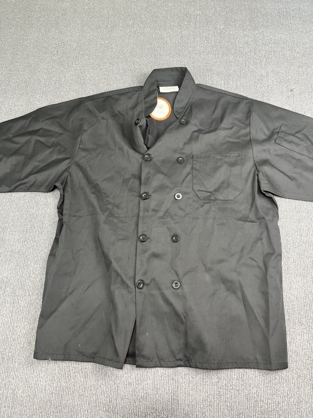 Happy Chef Mens Black Double-Breasted Chef Coat Size L Style #403SS